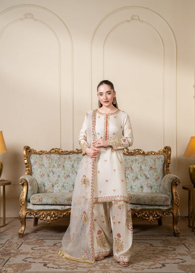 OffWhite Embroidered Kurta Set