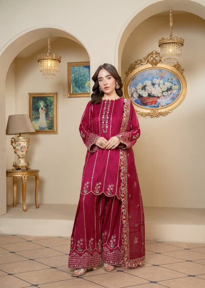 Red Embroidered Kurta Set
