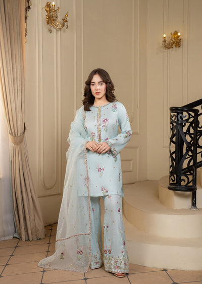 Ice Blue Embroidered Kurta Set