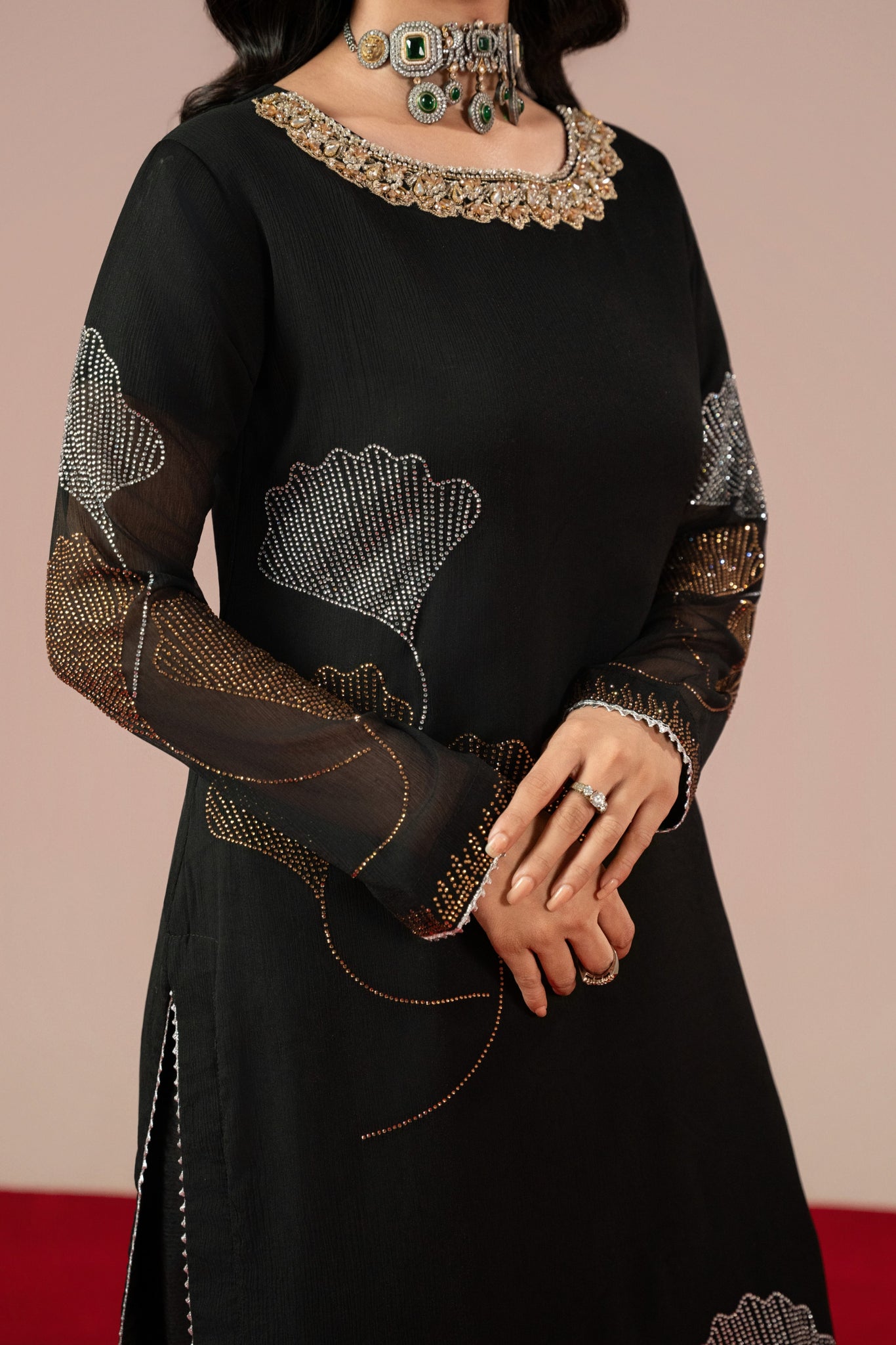 Black Studded Rhinestone