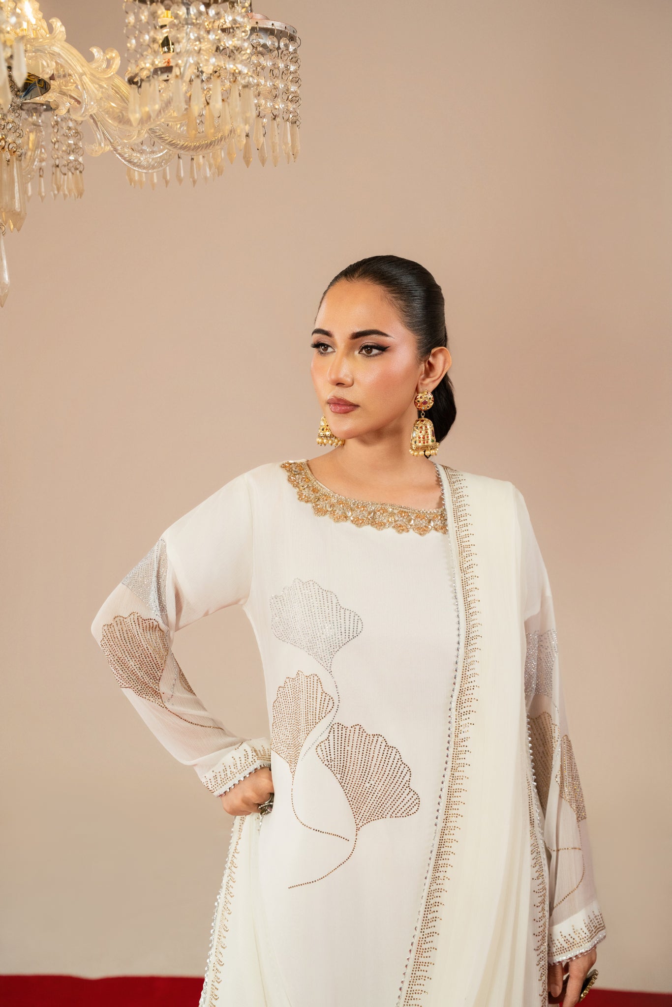 White Studded Rhinestone