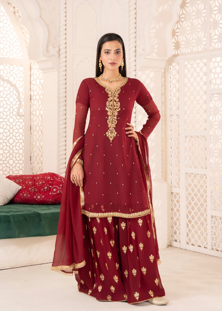 Maroon Shrara Set 34