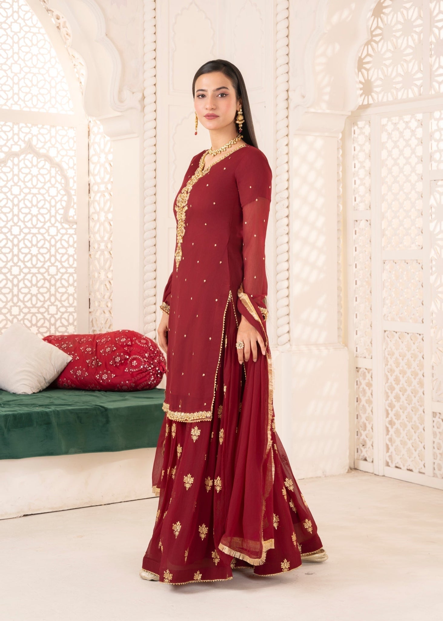 Maroon Shrara Set 34