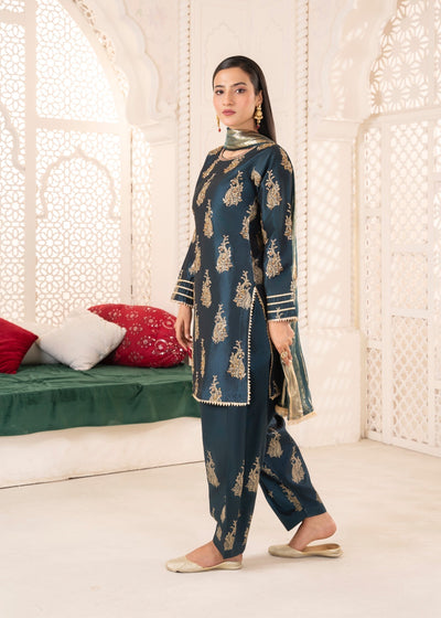 Kattan Silk Maroon Teal kurta set Maira Fashion