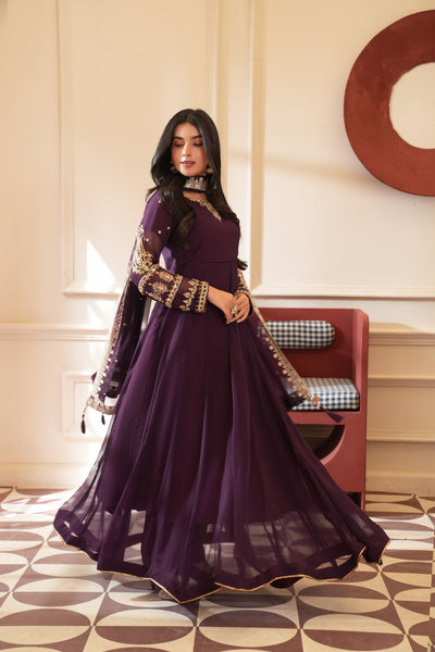 Purple Embellished Maxi