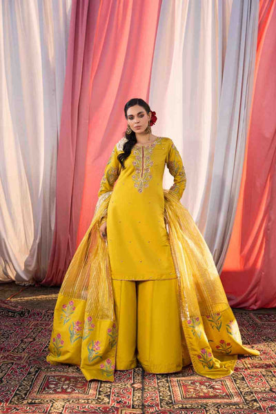Mustard Yellow Embroidered Plazo set