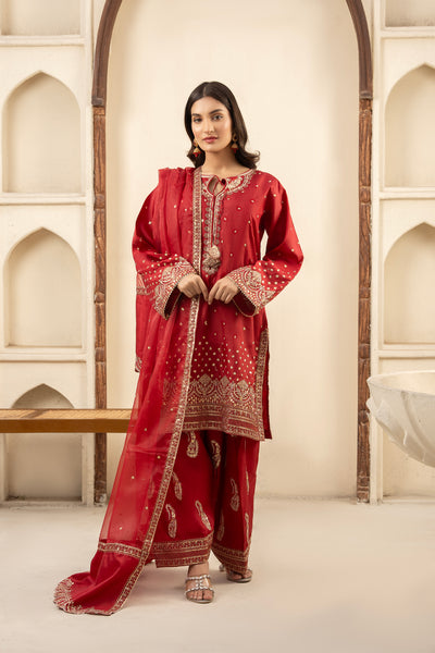 Kattan silk Kurta Set in Red by Maira Fashion