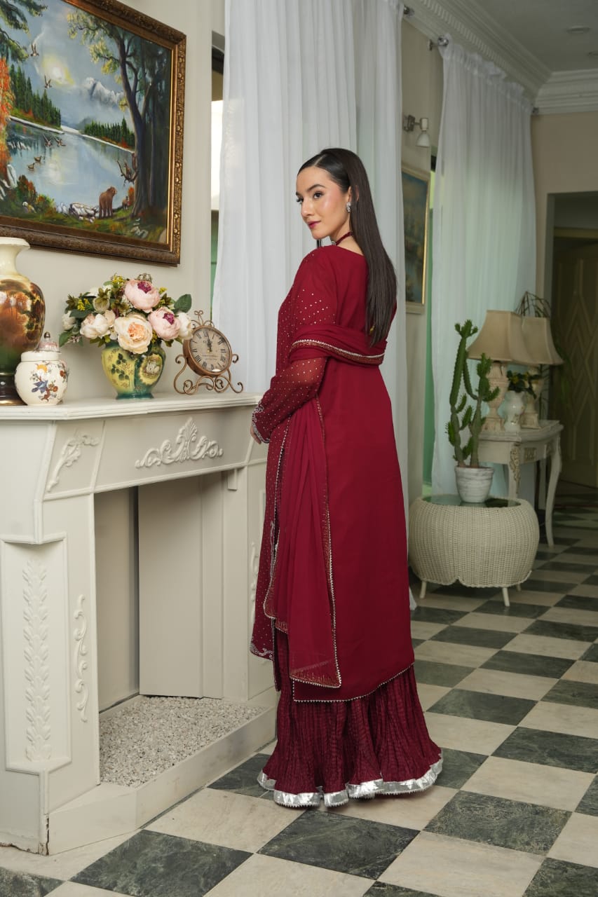 Maroon Studded Rhinestone