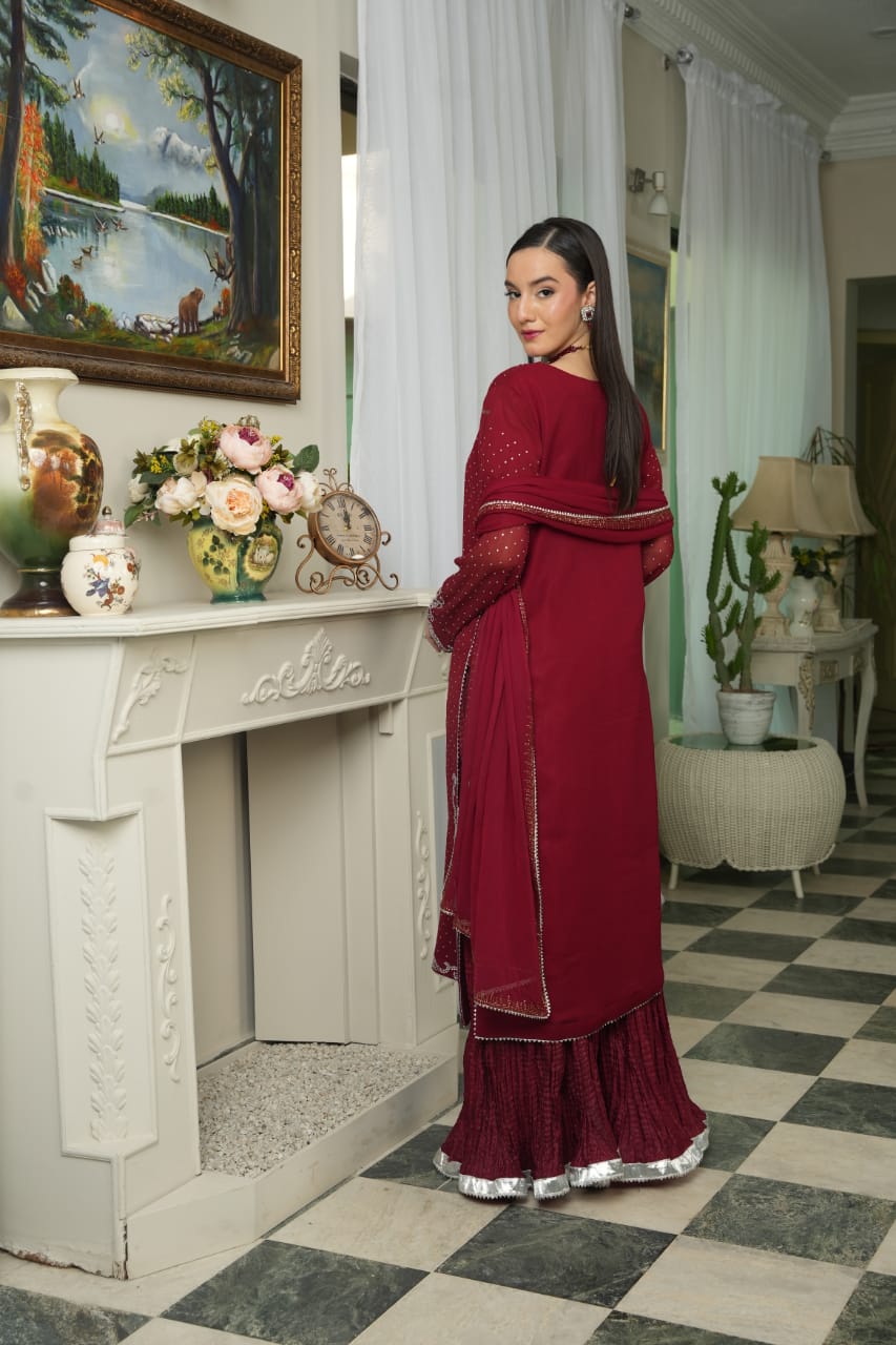 Maroon Studded Rhinestone