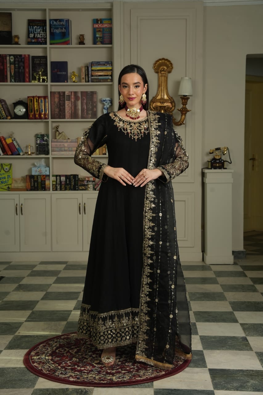 Black Embroidery Anarkali frock