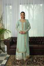 Tea Green embroidered kurta set