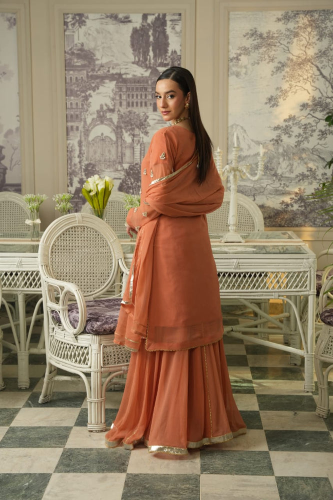 Peach Rust Plazo set
