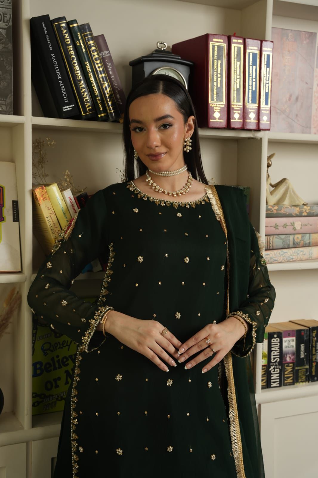 Bottle green sharara set