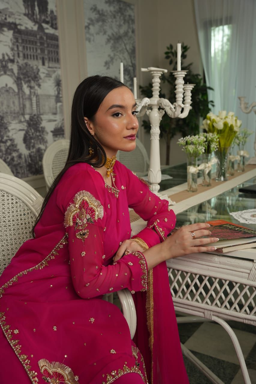 Shocking pink sharara set