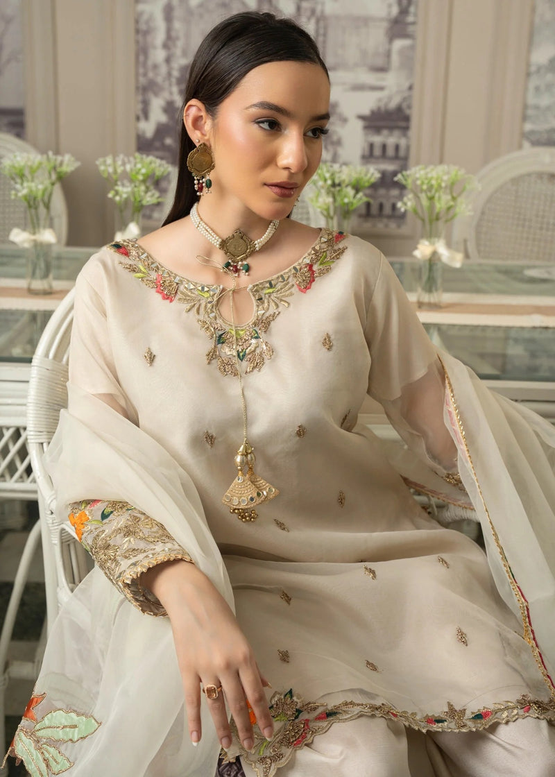 Beige Embroidered Kurta set