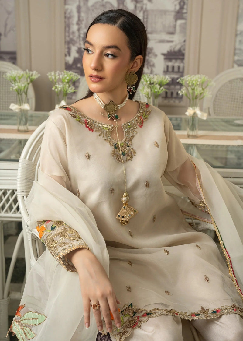 Beige Embroidered Kurta set