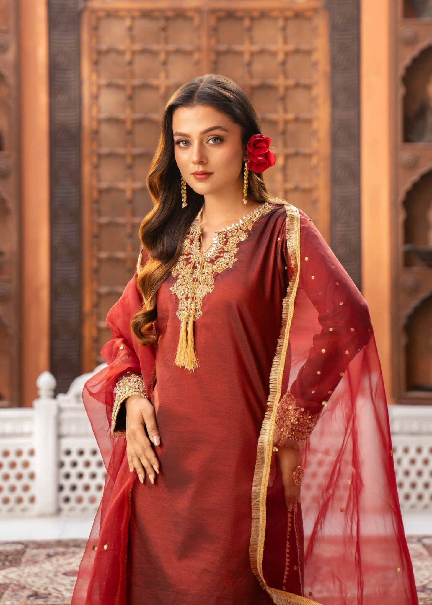 Maroon Sharara 03 - Maira FashionMaira FashionMaroon Sharara 03