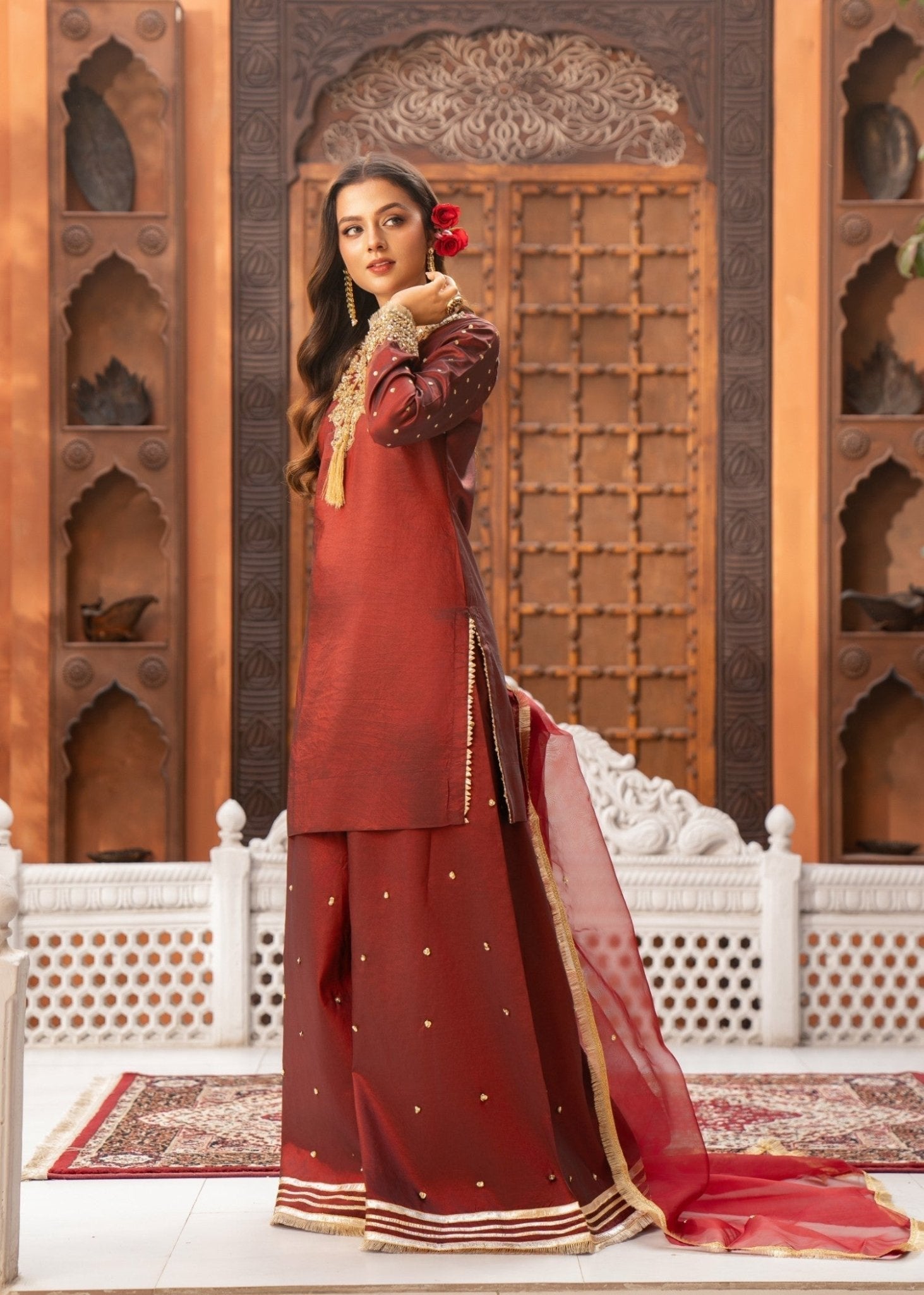 Maroon Sharara 03 - Maira FashionMaira FashionMaroon Sharara 03