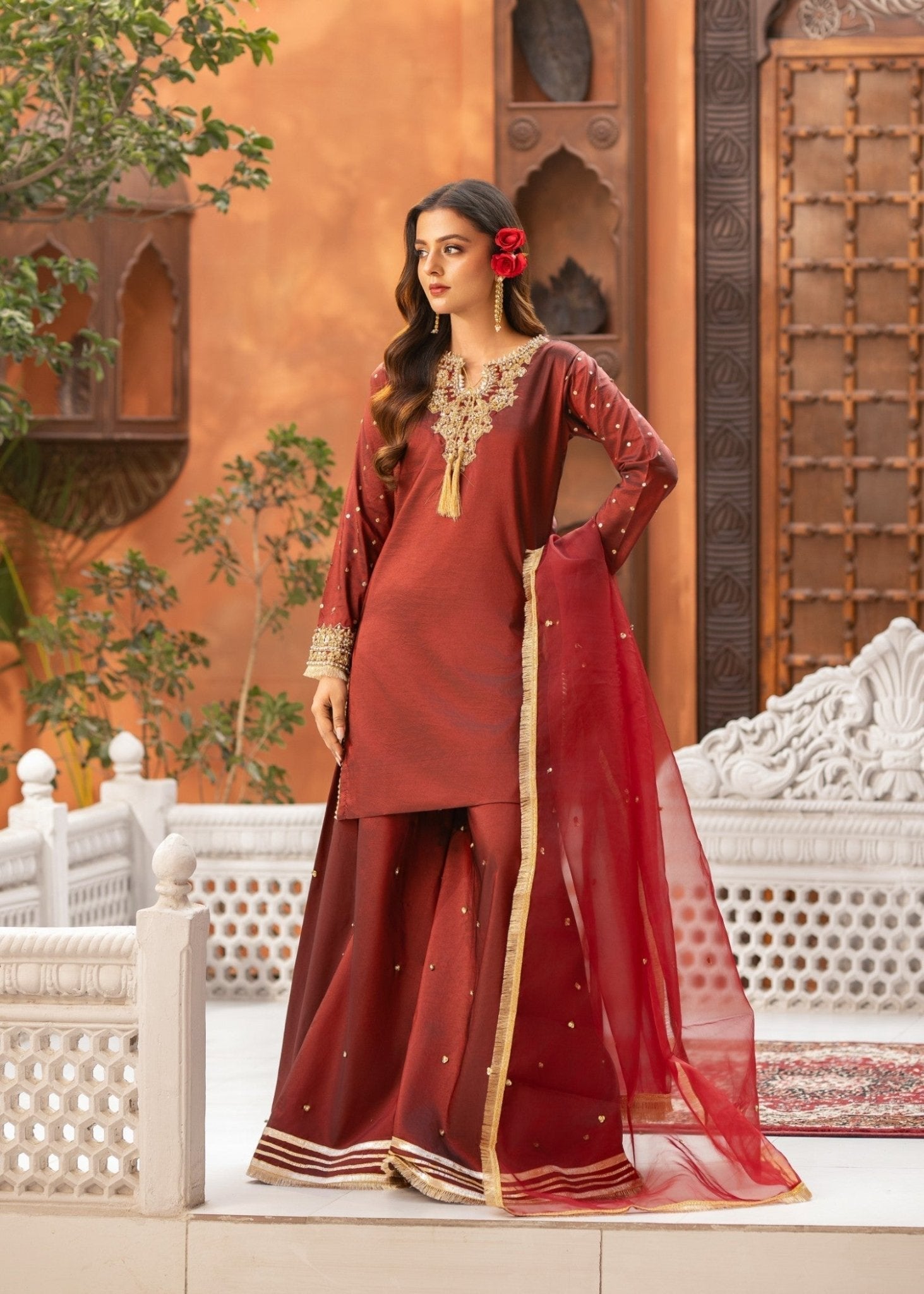 Maroon Sharara 03 - Maira FashionMaira FashionMaroon Sharara 03