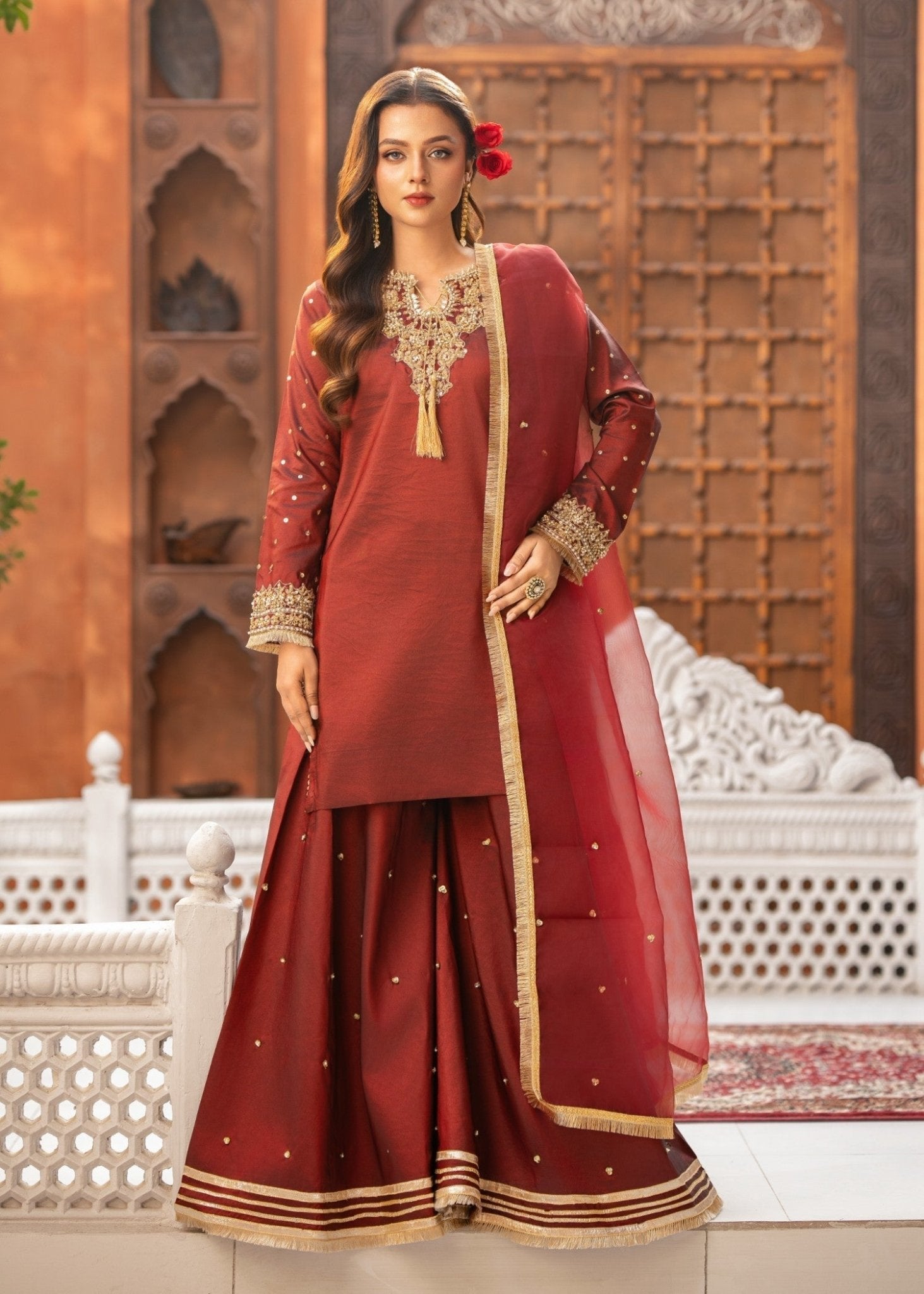 Maroon Sharara 03 - Maira FashionMaira FashionMaroon Sharara 03