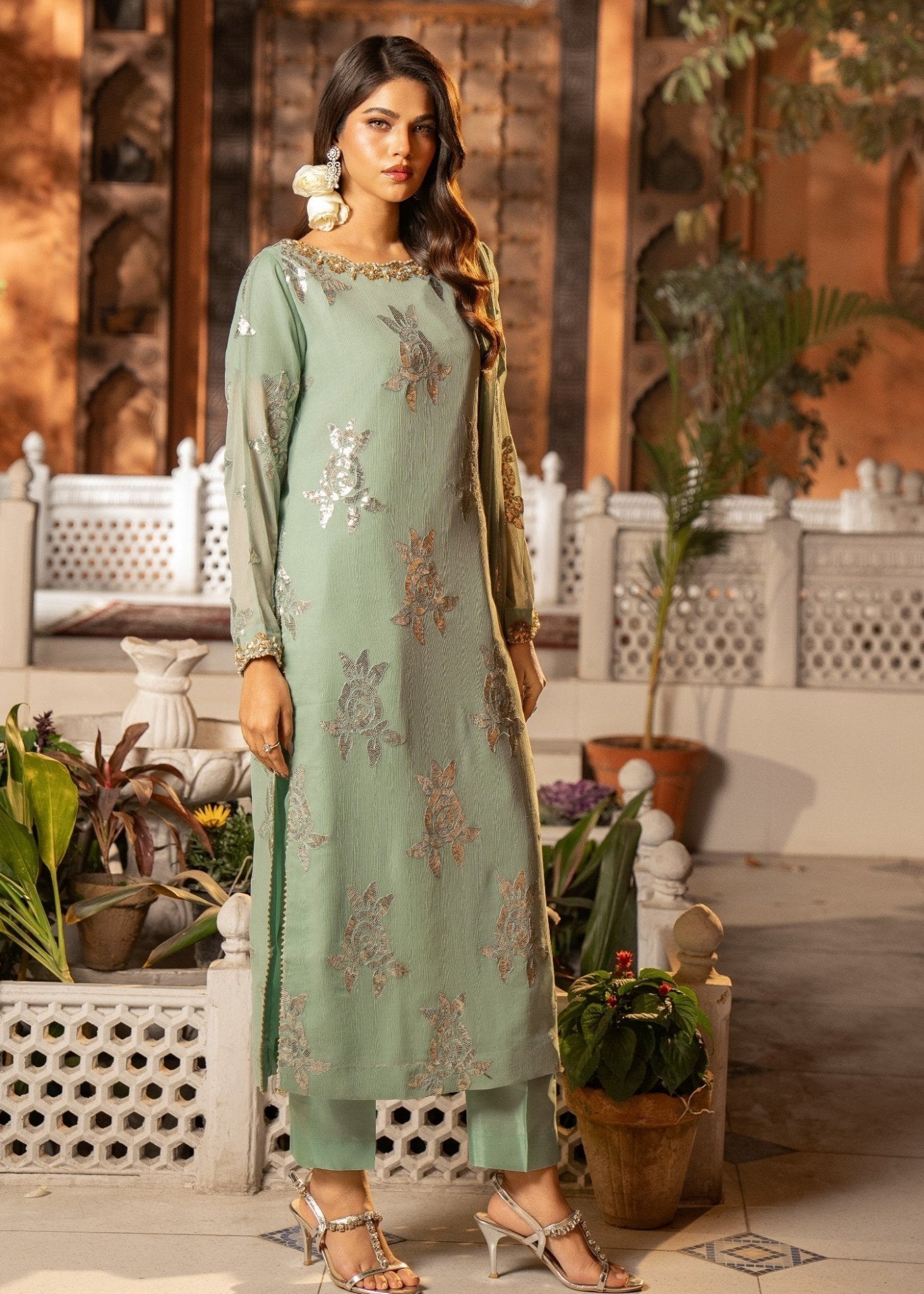 Pastel Green Kurta Set 12 - Maira FashionMaira FashionPastel Green Kurta Set 12