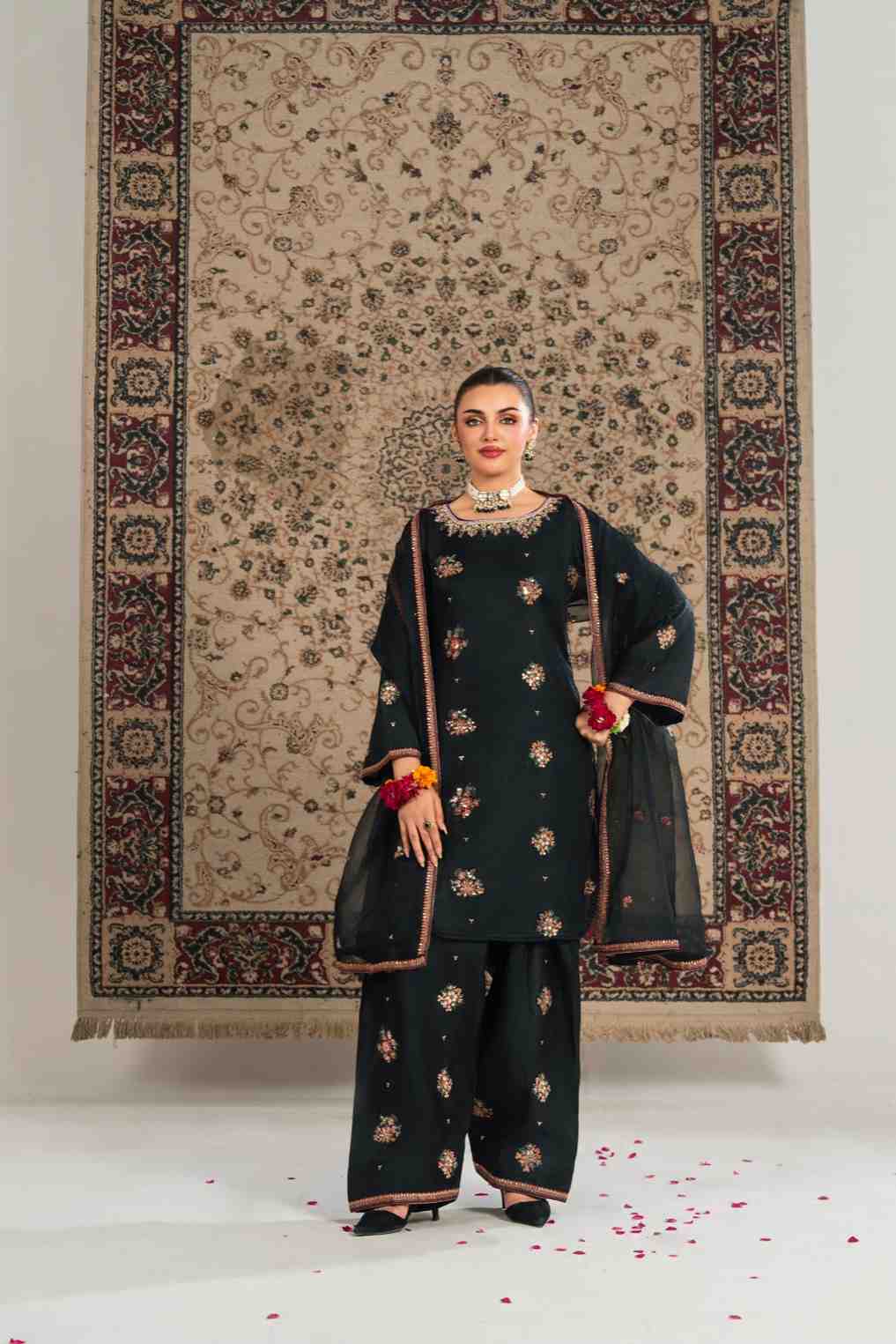 Black Embroidered Kurta Set