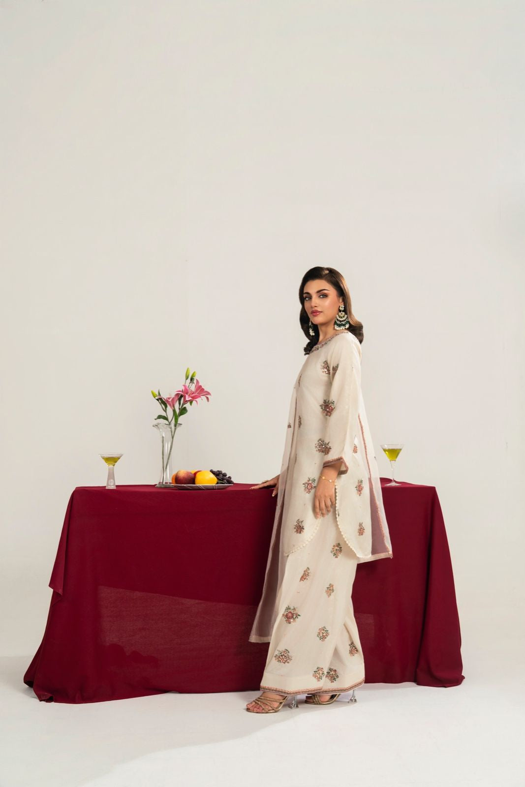 Ivory Embroidered Kurta Set