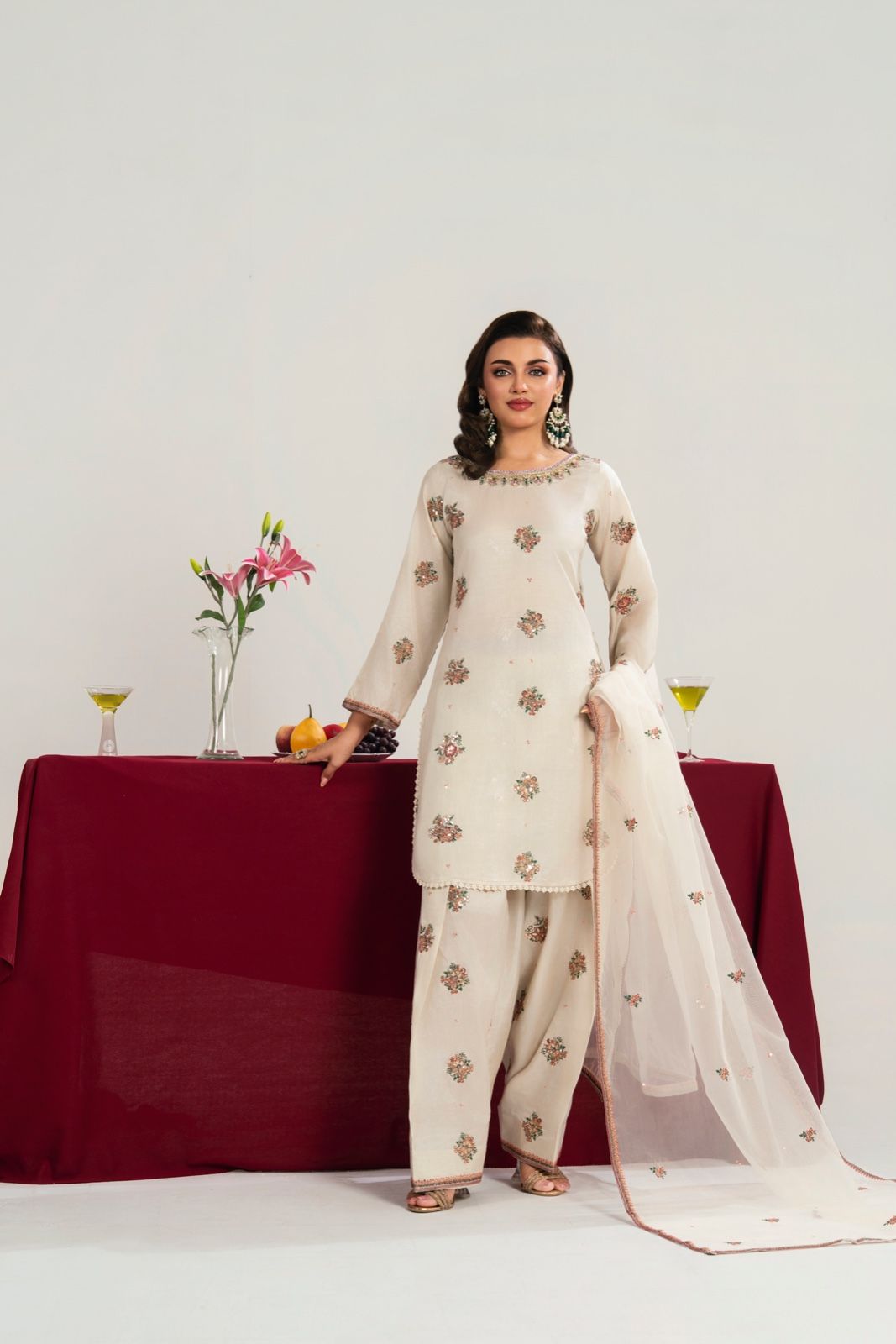 Ivory Embroidered Kurta Set