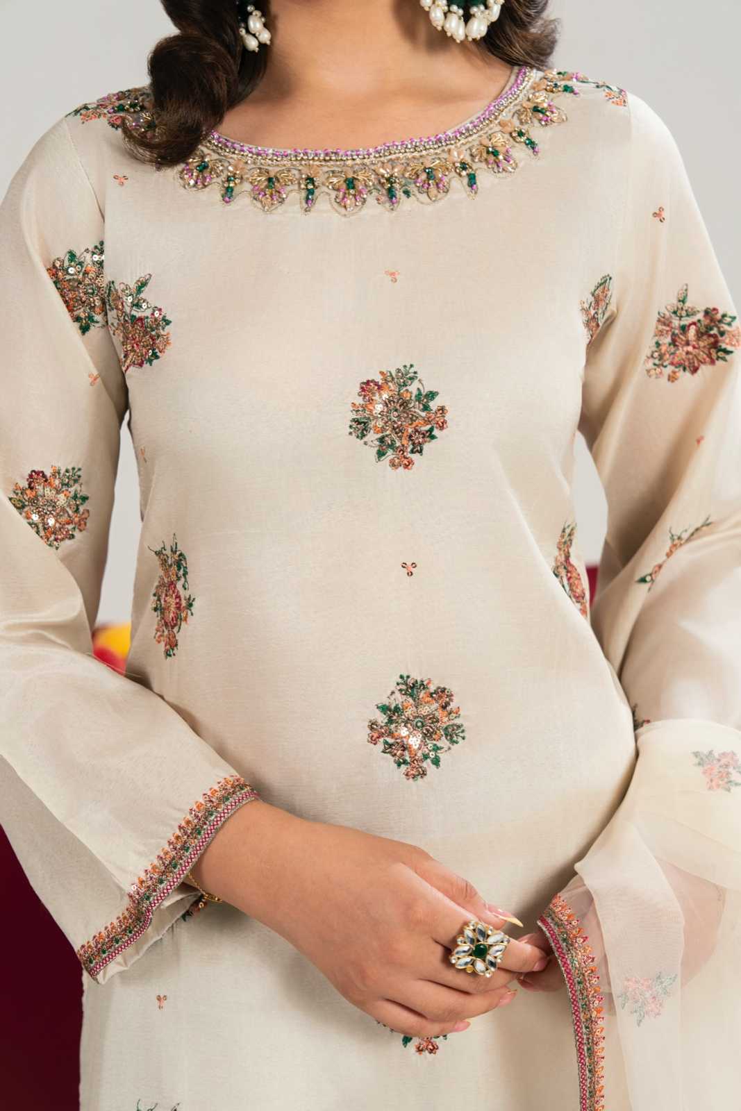 Ivory Embroidered Kurta Set