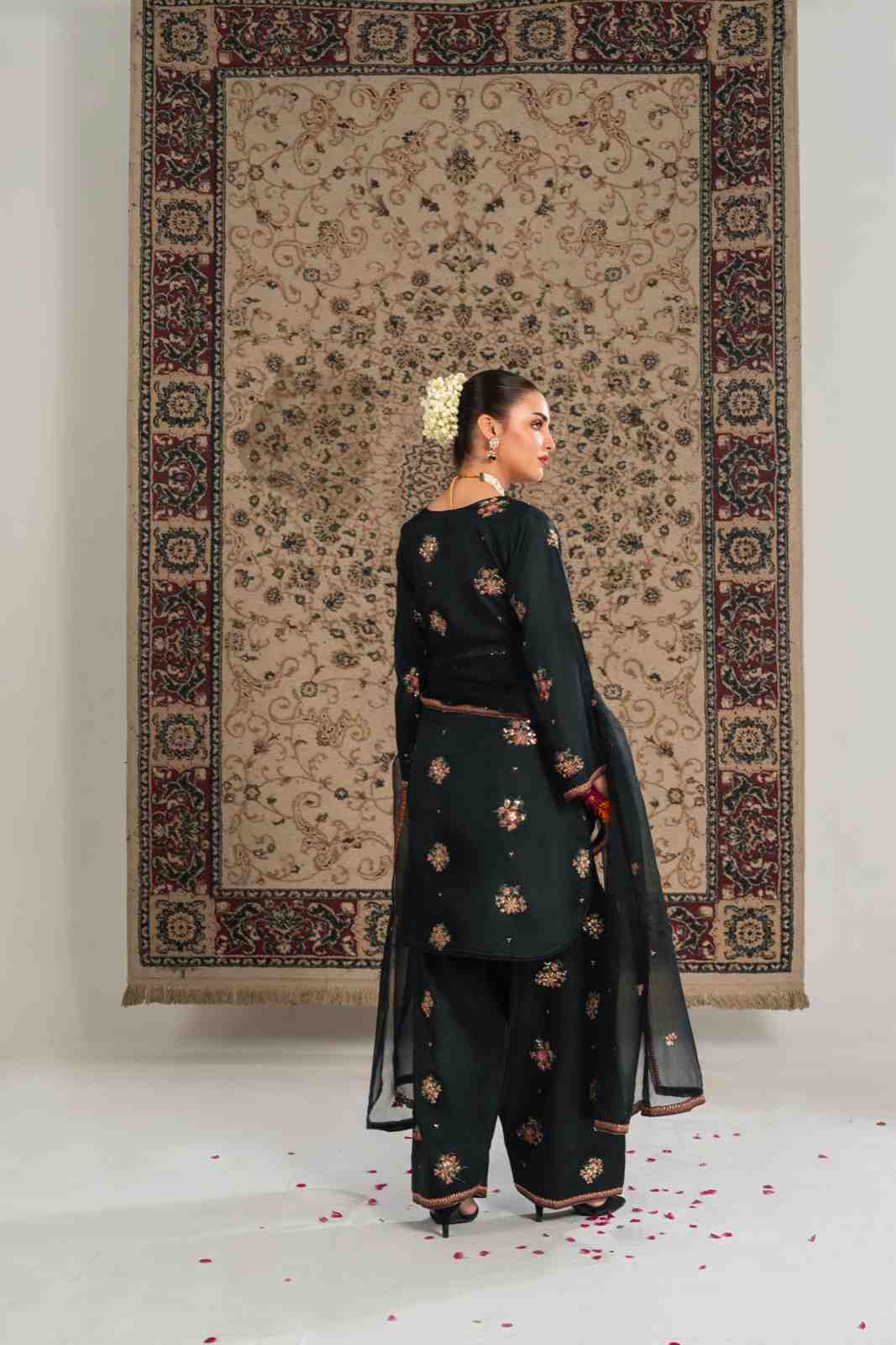 Black Embroidered Kurta Set