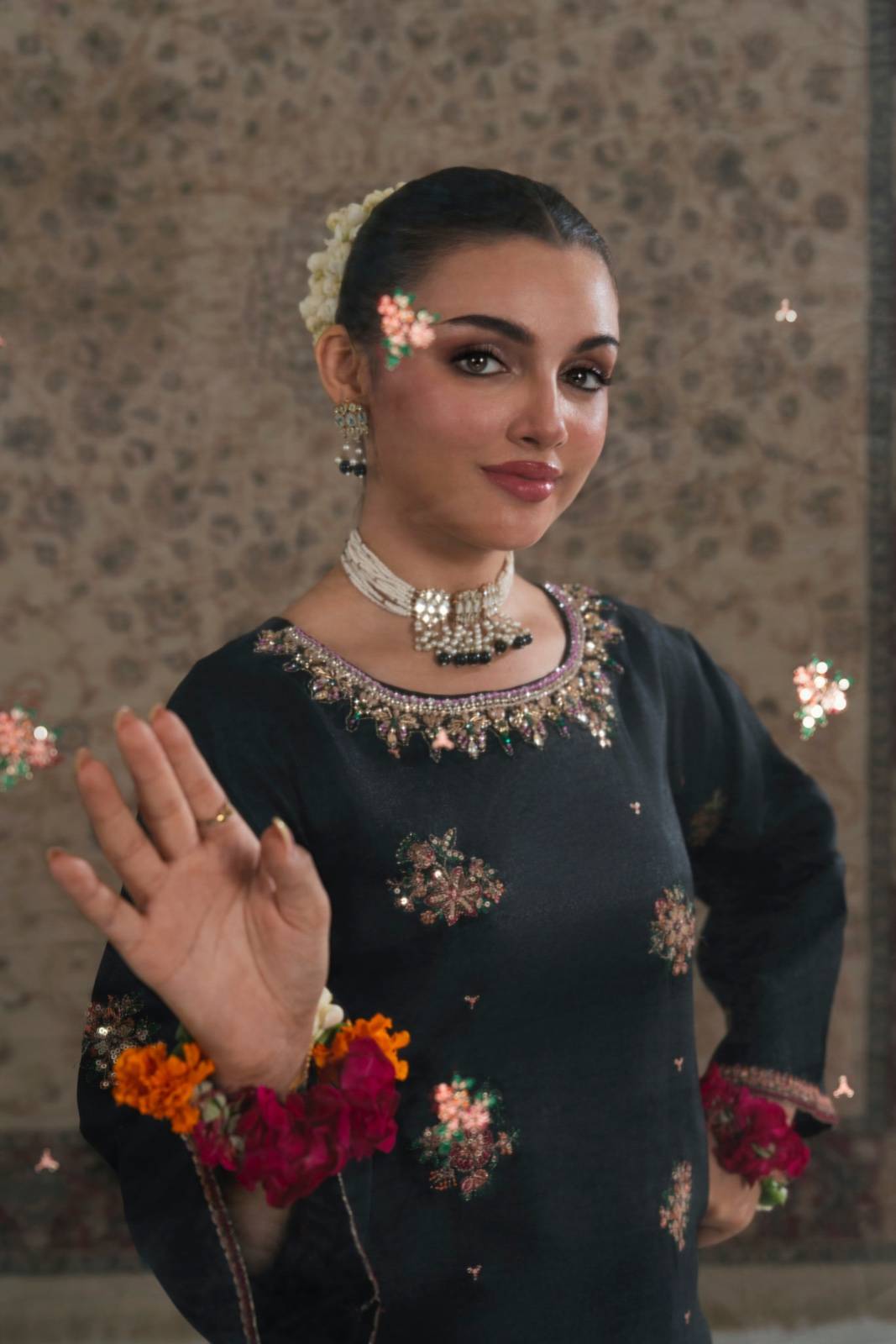 Black Embroidered Kurta Set