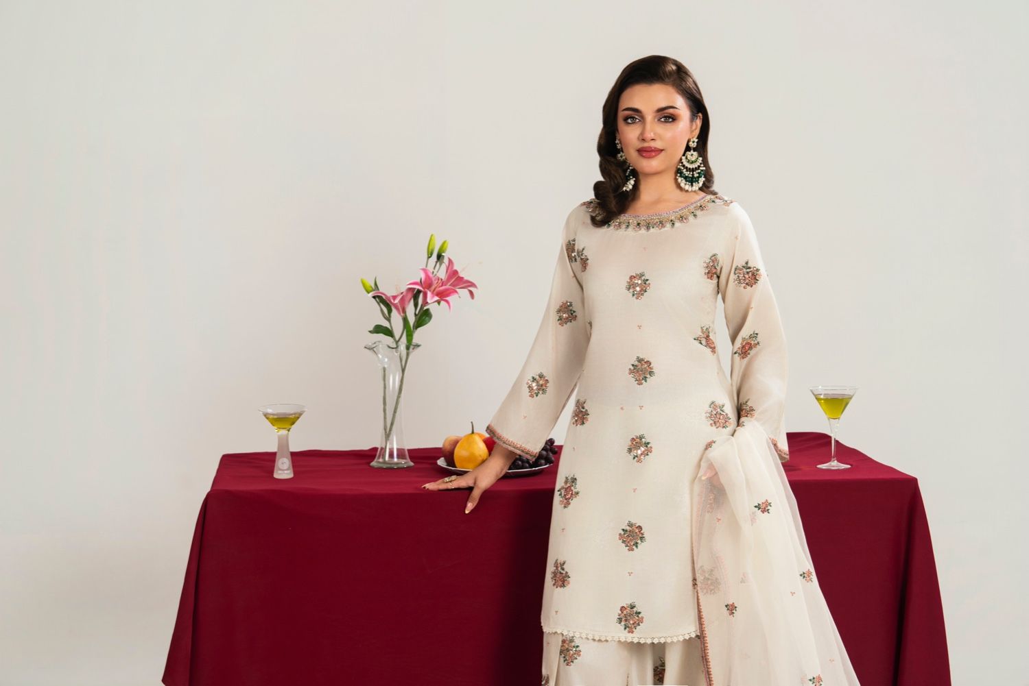 Ivory Embroidered Kurta Set