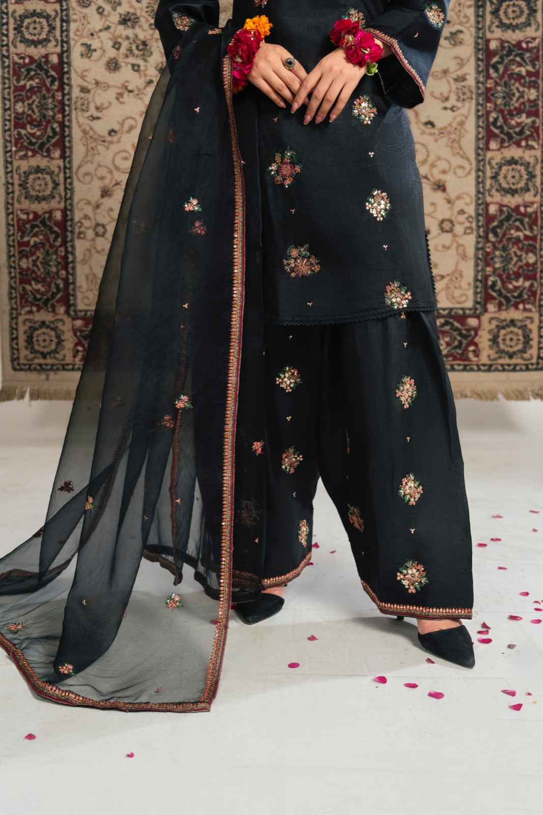 Black Embroidered Kurta Set